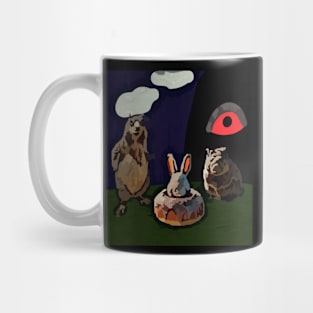 watercolor groundhog found bunny donut Mug